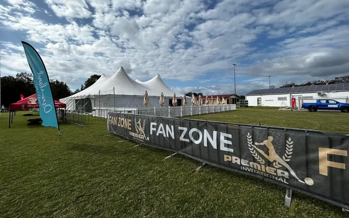 Marquees behind the fan zone at the Gold Coast Premier Invitational
