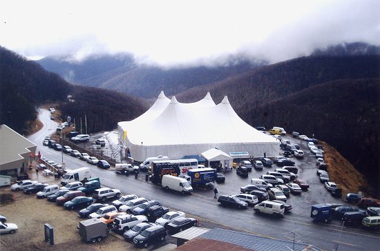 Our Regal 4 Marquee in frosty weather at Falls Creek