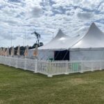 White picket fencing with 26x26 marquee tent