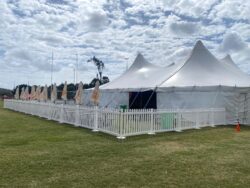 White picket fencing with 26x26 marquee tent